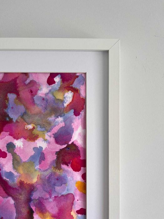 Quadro - Pintura abstrata em acrílico com moldura