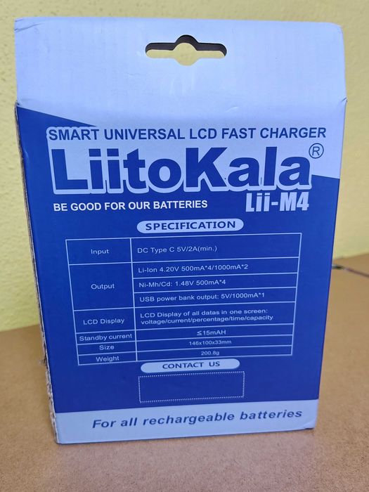 Carregador de Pilhas e baterias Inteligente LiitoKala Lii-M4 LCD Novo