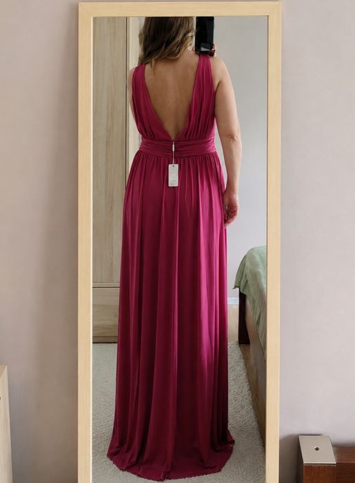 Nelly sukienka maxi Deep V Front Gown Sangria r. 36 nowa z metk