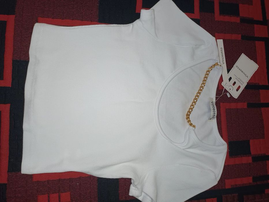 Camisola de manga curta branca-NOVA