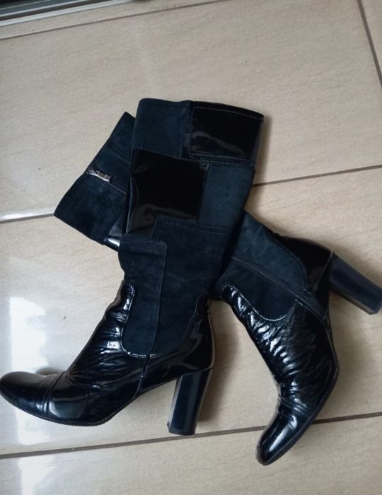 Kozaki damskie lakierowane