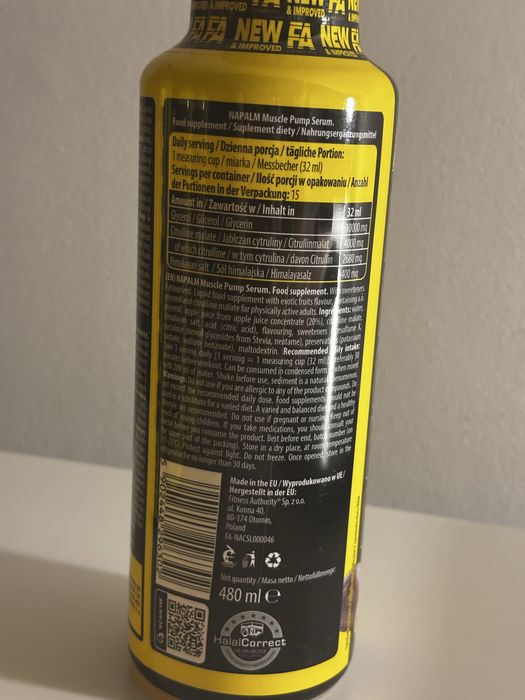 Przedtreningówka Fitness Authority NAPALM Muscle Pump Serum 480 ml FA
