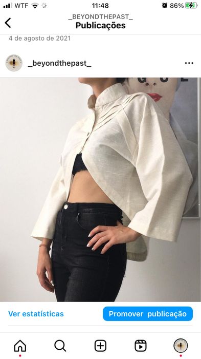 Camisa de linho curta à frente