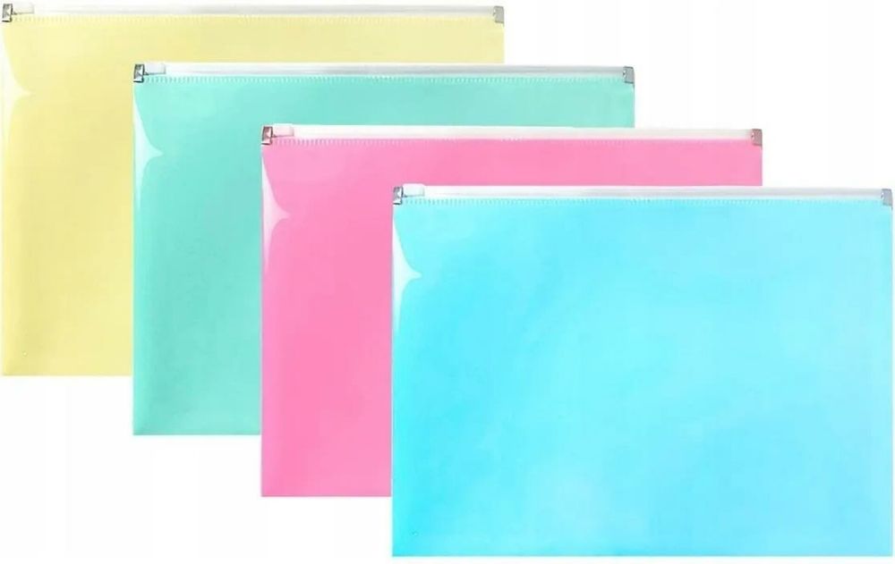 Teczka na suwak A4 PP pastel mix (10szt) Biurfol