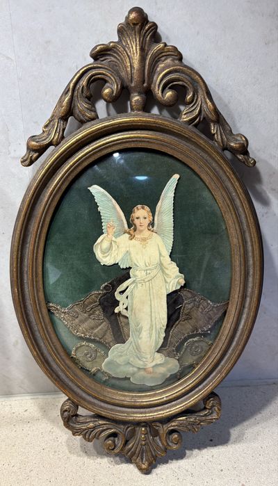Lindissima antiga imagem de um anjo / registo emoldurado