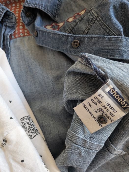 Рубашка з вишивкою, джинсова, для дівчинки. Р.152