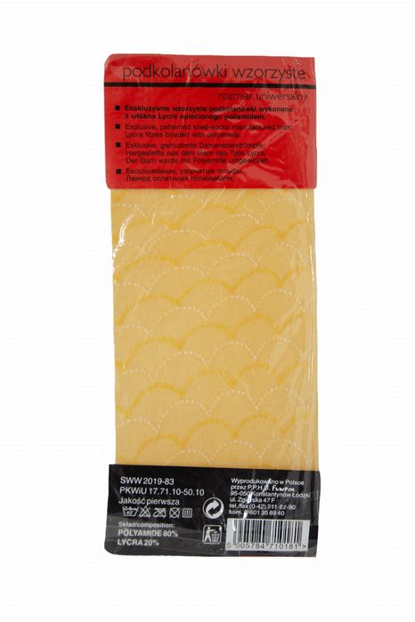 Podkolanówki wzorzyste lycra uniwersalne pomarańczowe