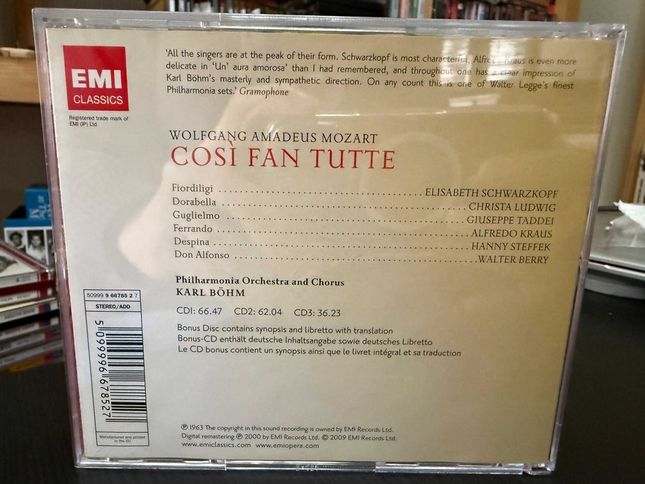 Mozart – Così Fan Tutte – Schwarzkopf, Ludwig, Kraus – Karl Böhm