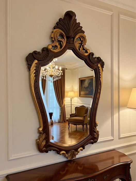 Espelho antigo Barroco/Rococó Entalhado e dourado