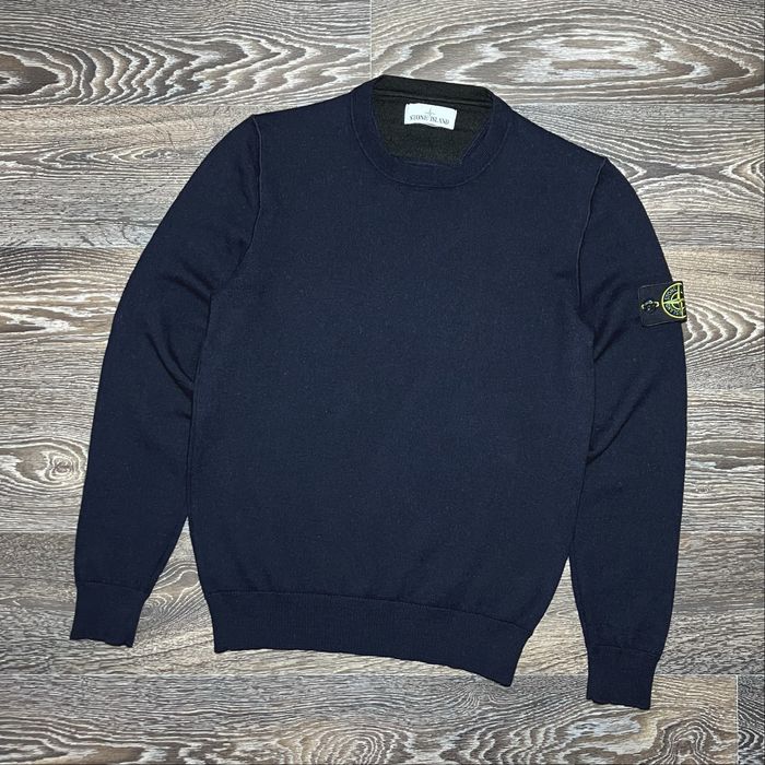 Оригинальный свитер Stone Island navy blue wool knitted jumper size S
