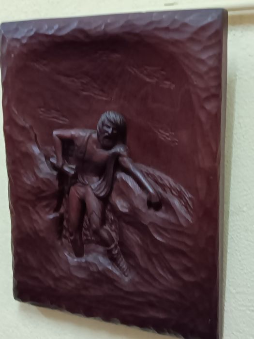 Quadro Luís de Camões folha de madeira b/estado!