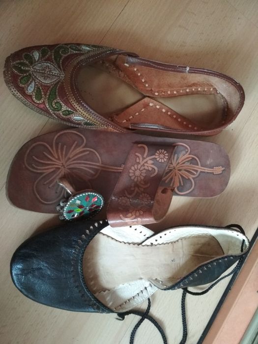 Skórzane sandały balerinki z Indii Maroka hippie boho naturalne