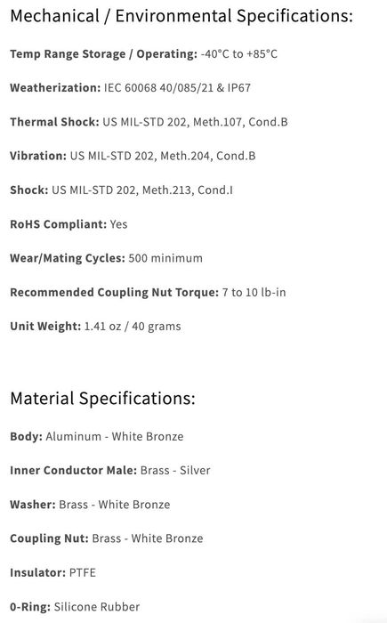 Lighting Arrester 0-6G N Male to N Female / Surge Protector
