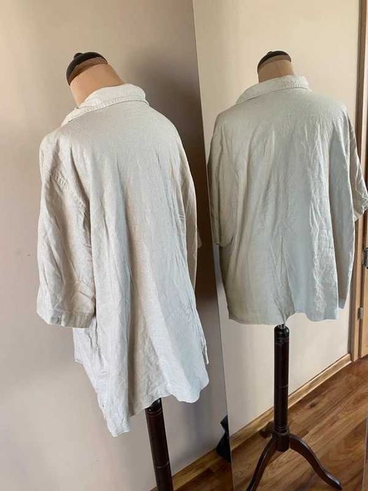 Xxxl len linien koszula +size krem bez pastele 52 54 organic