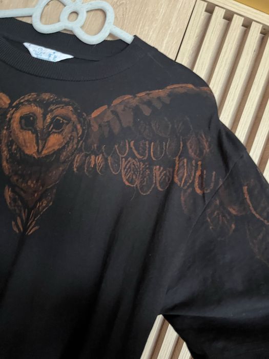 Top  s-l oversize sowa bleach paint unikat y2k boho ptak