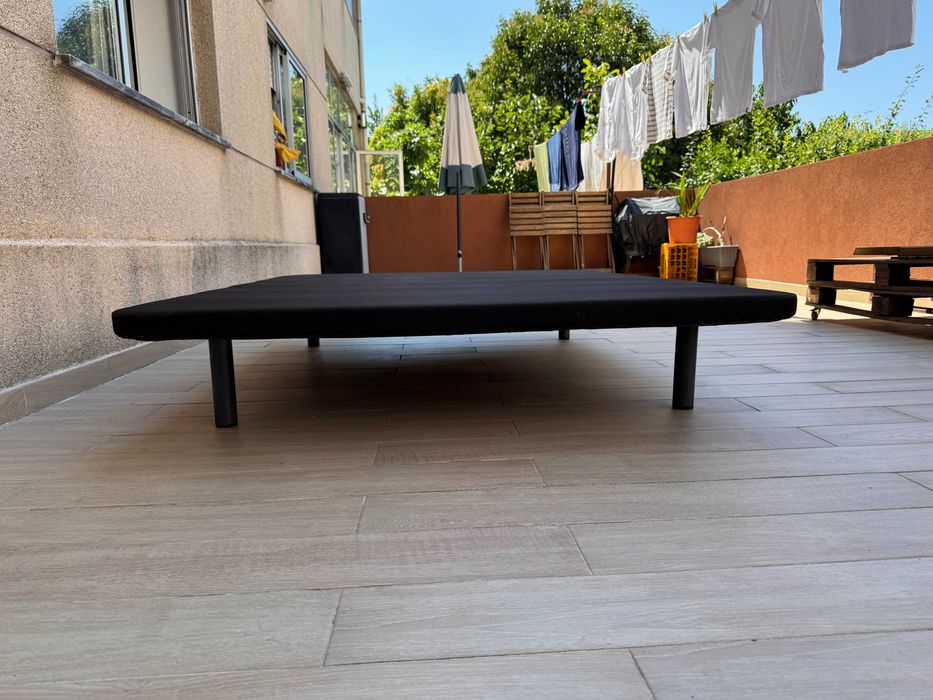 Cama de Casal Completa com Base e Colchão – 140 x 190 cm