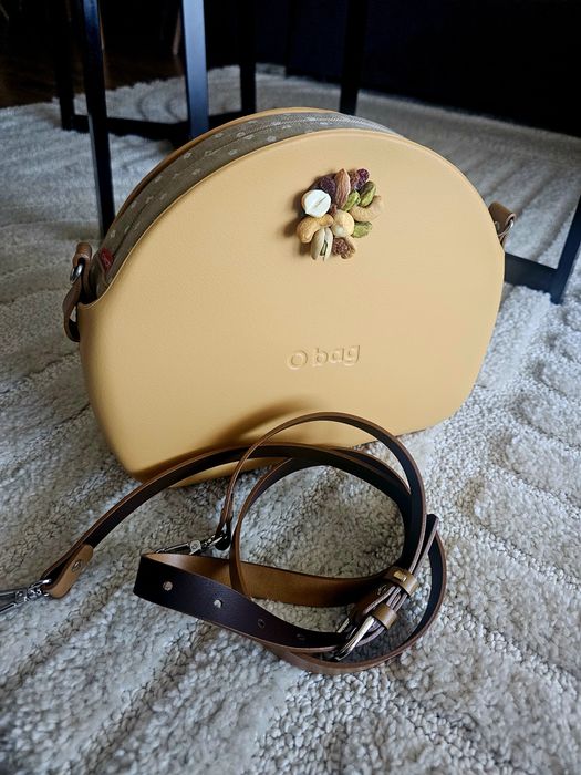 Obag moonlight cammello pasek skórzany guzik modelinowy organizer