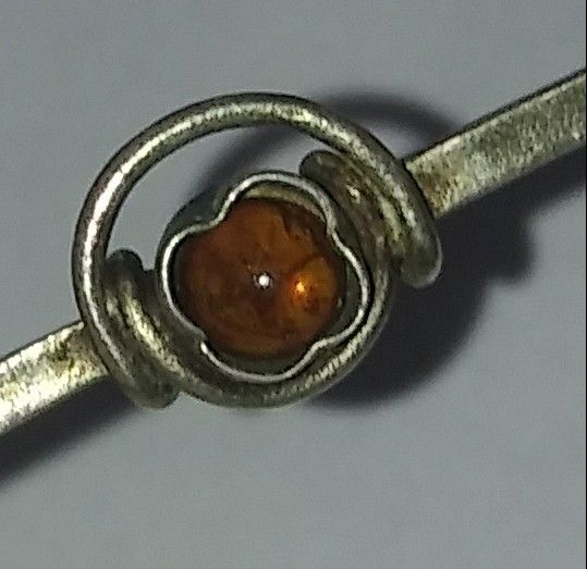 Warmet stara broszka srebro bursztyn