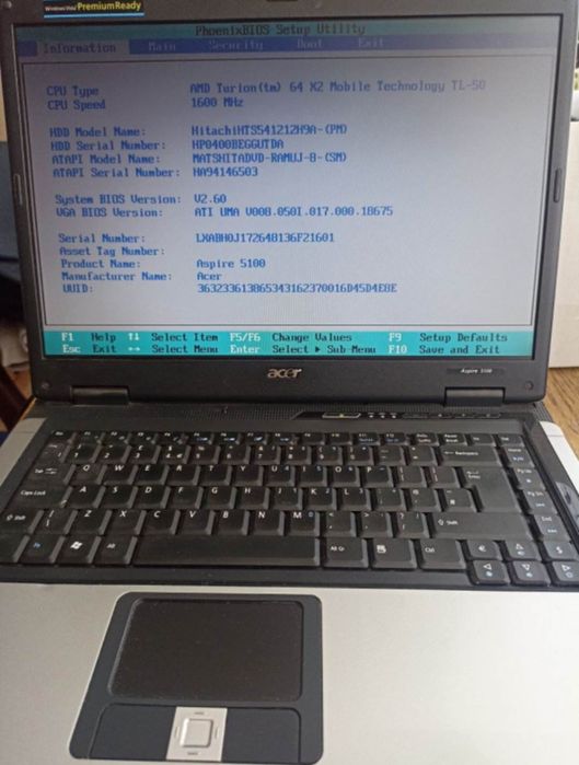 Laptop Acer Aspire 5100 + zasilacz