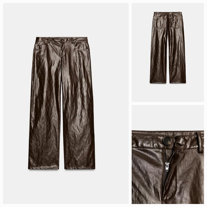 Zara zw collection брюки штани зі штучної шкіри. Трендовий колір. New