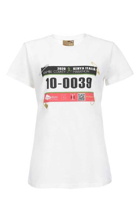 PINKO T-shirt z nadrukiem biały INCARNATA S , M