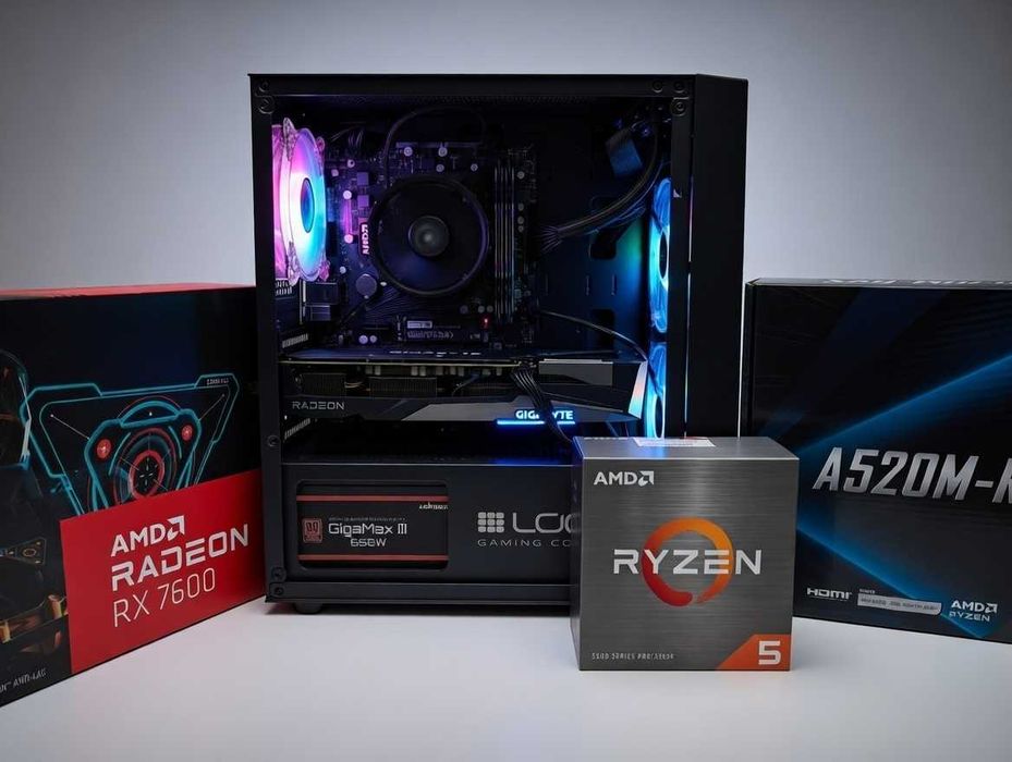 Najtańszy Gamingowy PC | Ryzen 5 | 16GB | RX7600 | 512GB | WiFi Nowy!