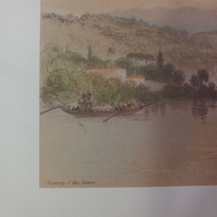 Gravura Rio Douro com barcos
