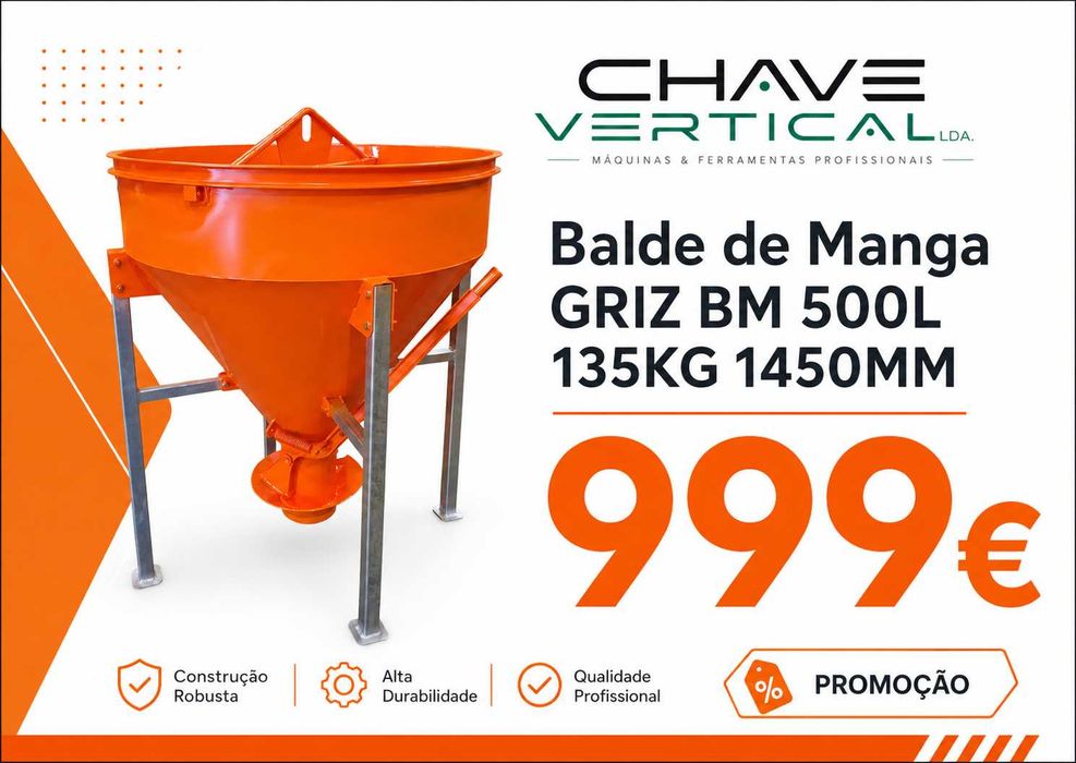 Balde de Descarga de Manga GRIZ BM 500L 135KG 1450MM LL29
