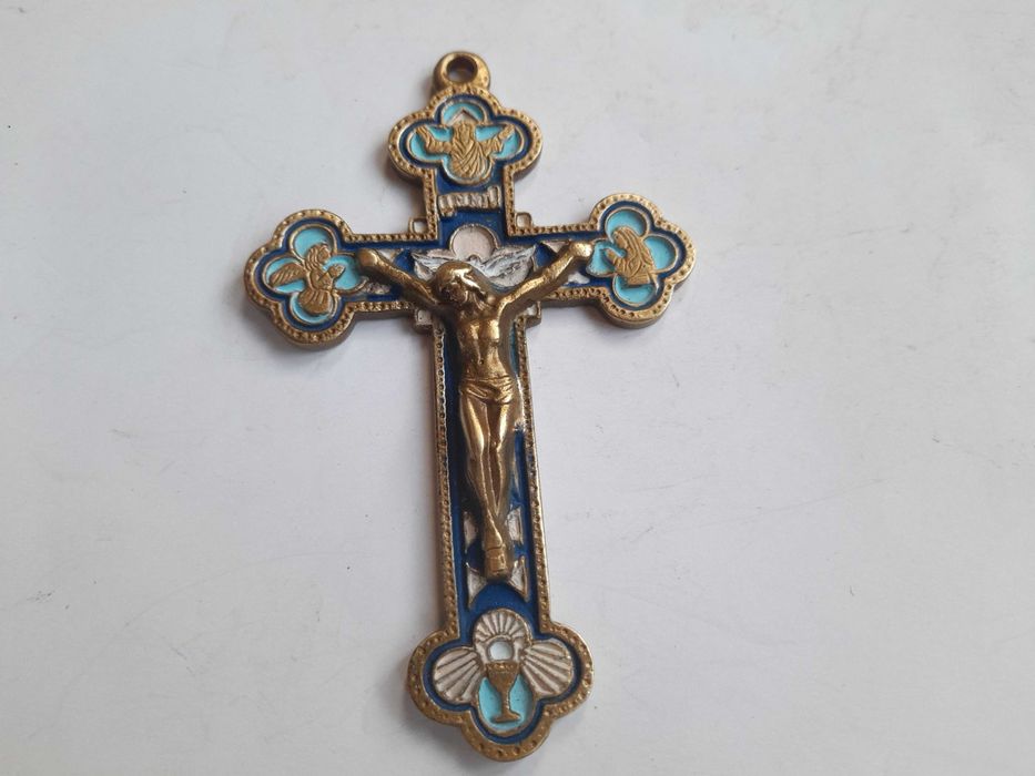 Krzyż malowany Powstanie Styczniowe (mosiężny, 12 cm)