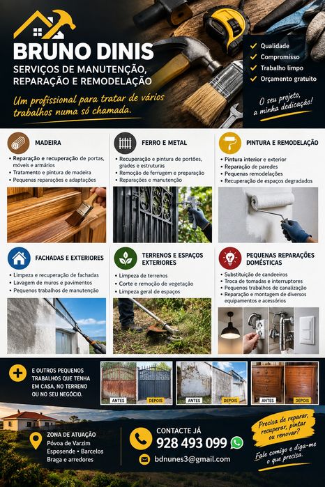 Reparações, restauros e limpezas