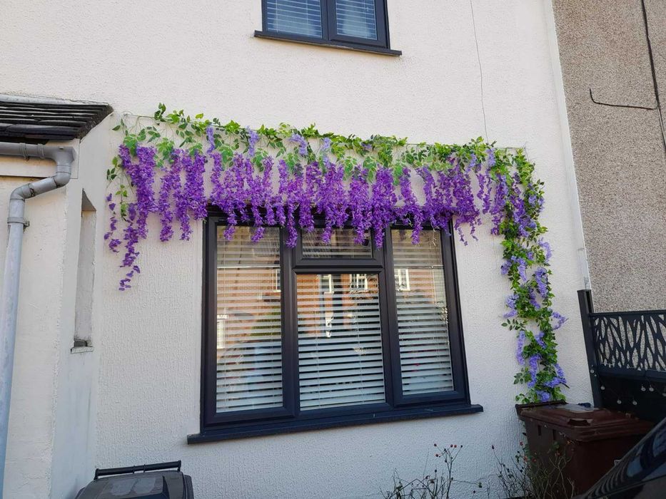 Wisteria glicynia sztuczna girlanda kwiatowa dekoracja 12 sztuk