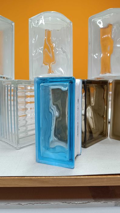 Luksfer - Pustak Szklany - Niebieski - 19x8x8cm Połówka