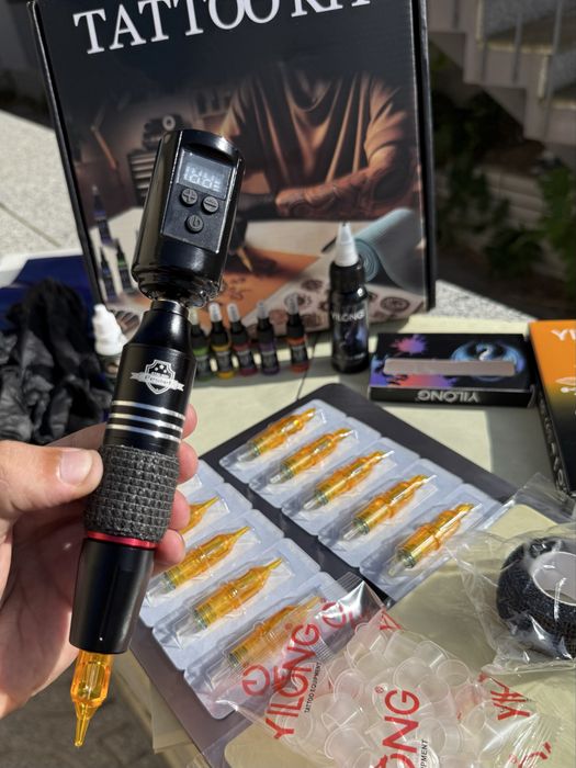 Kit Tatuagem Tattoo COMPLETO Máquina Pen Sem Fios- Fácil Utilizar