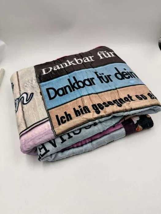 Koc 130x150cm Narzuta Prezent dla Mamy Niemieckie Napisy