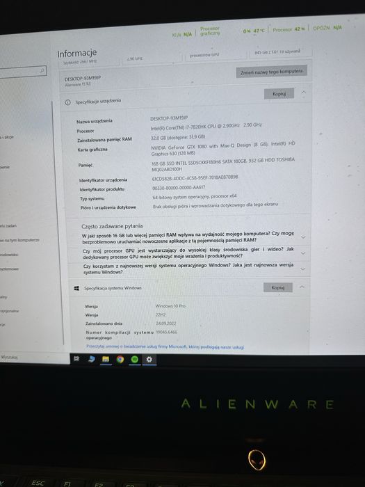 Laptop Dell Alienware 15 R3 GTX1080