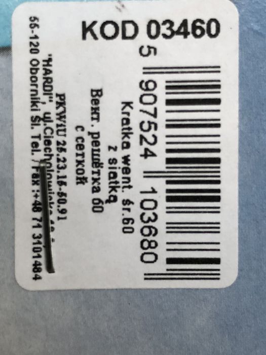 System wentylacji kratki Średnica 6 cm