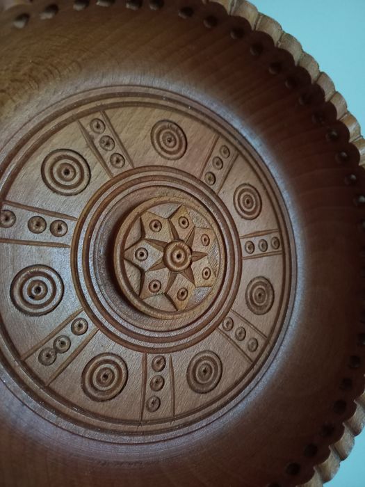 Drewniany talerz na przekąski półmisek deska serów rzeźbiony vintage