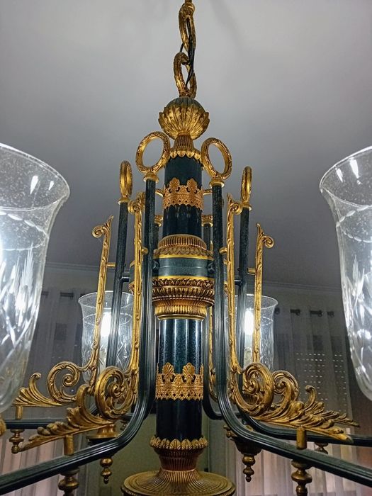 (Antiguidade) Conjunto candeeiro de teto com 2 apliques de parede