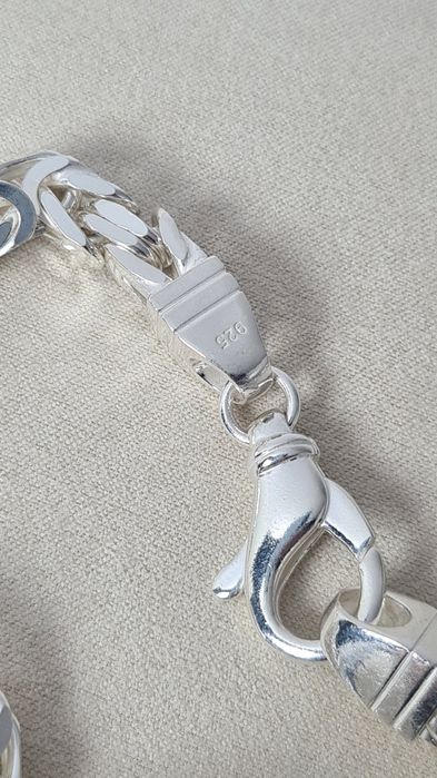 Srebrny męski łańcuszek i bransoletka splot bizantyjski królewski  925
