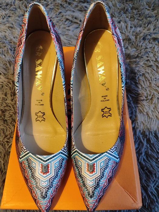 Czółenka ze skóry multi kolor firmy Saway rozm. 41