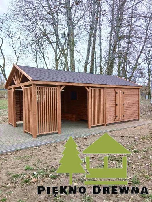 Domek Kacper 2w1 Dach Dwuspadowy – 7mx4 m Domek 4x3 m + Altana 4x4 m