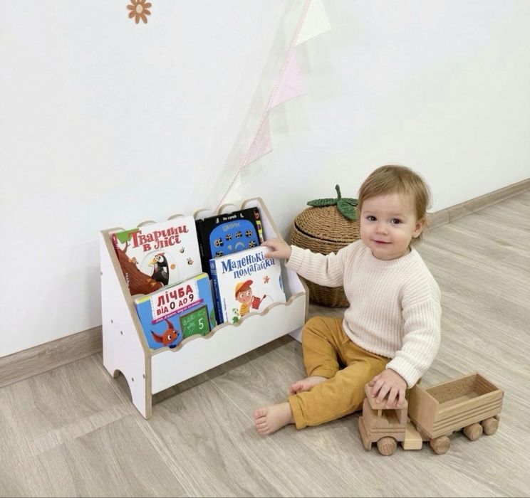 Дитяча полиця для книг Монтессорі Стелаж Детская полка Монтессори