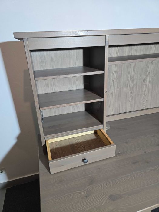 Secretária + Acessórios Hemnes Ikea 155x65x74cm Castanho Usado