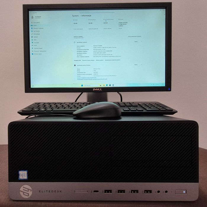 Zestaw komputer HP EliteDesk G3 i5 8GB RAM 256GB SSD monitor Windows11