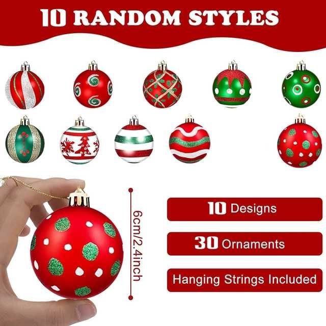 Zestaw bombek bożonarodzeniowych 30 sztuk
