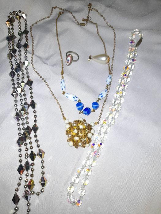 Бусы СССР ,бусы винтажные сатиновое стекло, жемчуг,натуральный камень,