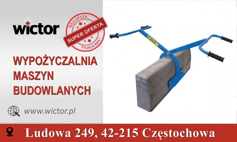 Chwytak brukarski poprzeczny do krawężników wynajem-wypożyczalnia