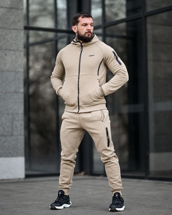 На флісові теплий кофта штани зимовий чоловічий спортивний костюм беж