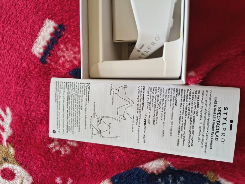 Masażer okolic oczu, Stylpro spec tacular okulary EMS, terapia światłe