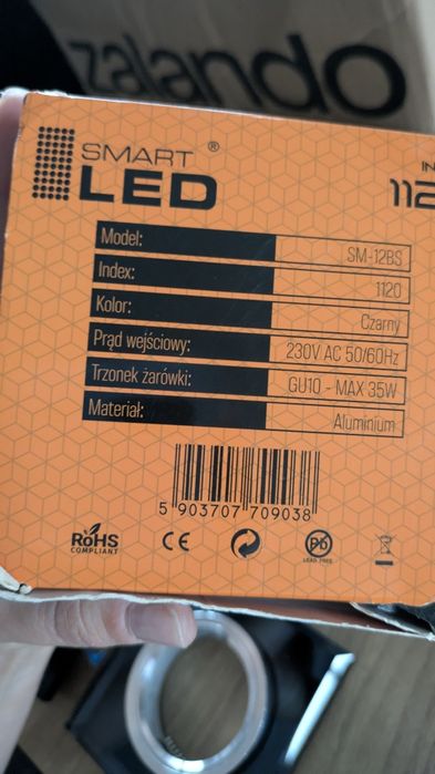 Oprawki sufitowe LED szklane czarne 5szt